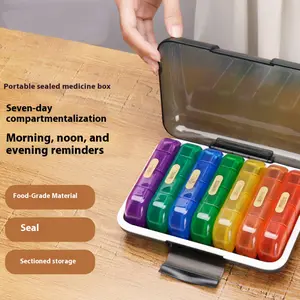 Portable Weekly Pill Box, Large Capacity Travel Medicine Organizer, Colorful Daily Reminder Container, Elderly Medication Dispenser, Vitamin Organizer