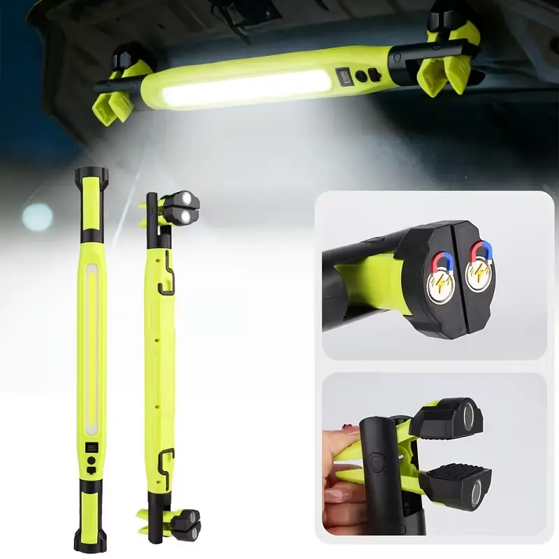 Rechargeable COB LED Work Light with USB-C, Magnetic Clip, Hook & 360° Rotation, Portable Inspection Light for Car Repair, Camping, Father's Day Gifts for Men, Rotates 360°