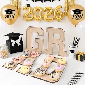 4Pcs Graduation Decoration Set: Wooden GRAD Letter Tray and 2026 Number Tray  – a perfect graduation gift for the Class of 2026 graduation party supplies