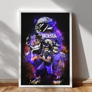 Lamar Jackson Poster - Football Game Day Paper Poster, Man Cave Decor, Sports Fan Room Decor, Gift for Football Lovers. No Framed