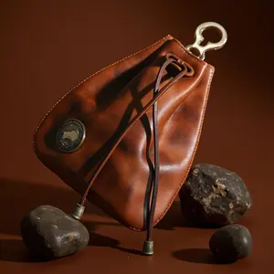 JSERYISGN Viking Waist Bag Mini Soft Vintage Style Handmade Genuine Leather Coin Pouch Keychain Unisex Wallet for Lelaki
