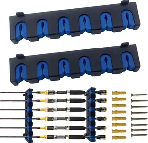 Keenorika Fishing Rod Rack Wall Mounted, Horizontal Rod Holder for 6 Fishing Poles, Plastic Space Saver Pole Organizer for Garage, Boat, Cabin, Shed or Basement