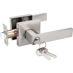 1 Pack Interior Bedroom Entrance Door Lever Doorknobs Door Lock One Keyway Entry Keyed Entrance Lockset in Satin Nickel Each with 3 Keys