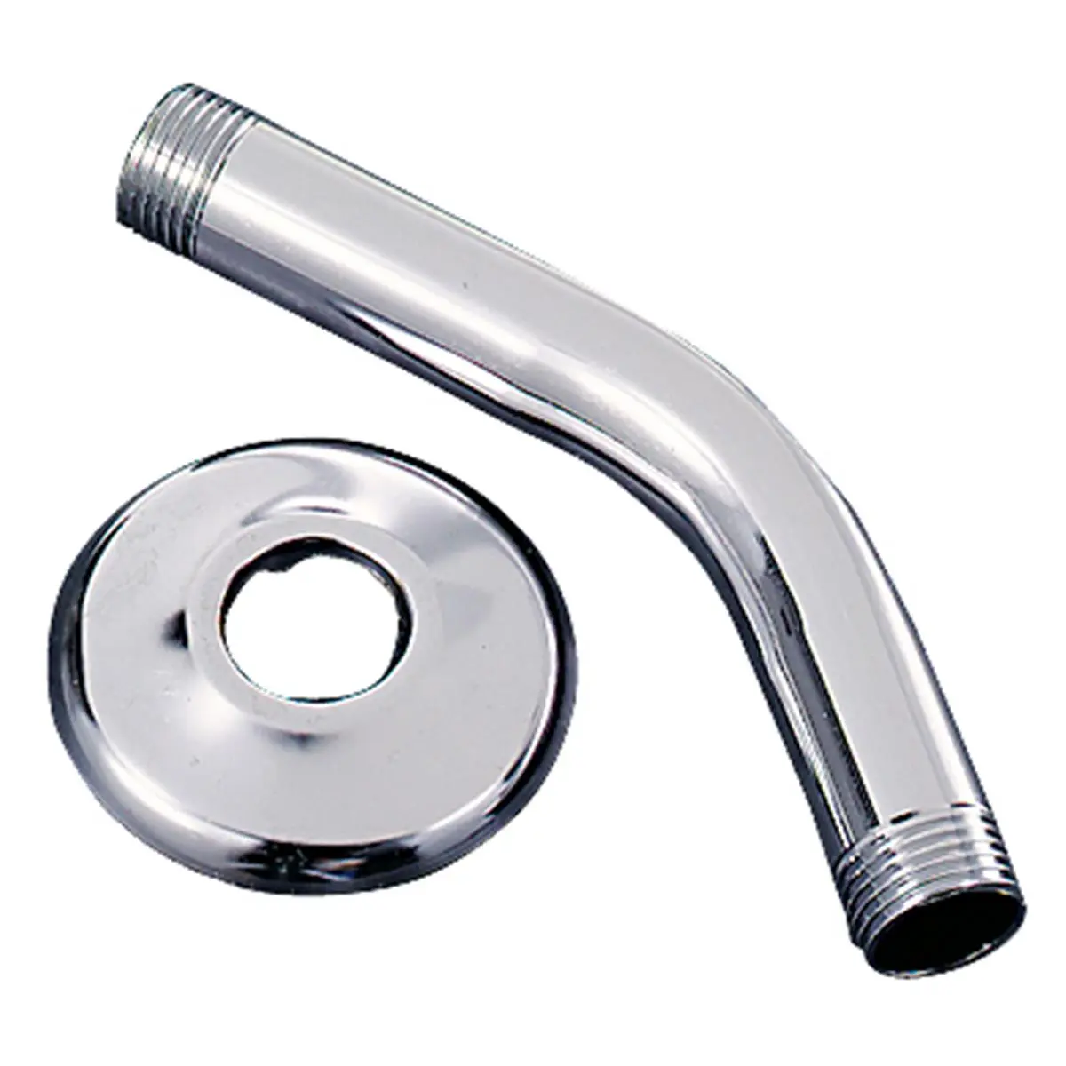 Waxman Consumer Products Group Chrome Plated 6-Inch Shower Arm with Flange, Fits Standard 0.50" Connections, Model 7657, Modern Bathroom Fixture Accessories, 6 Inches