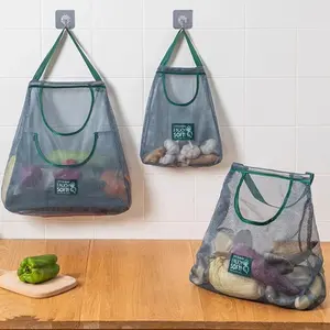 Hollow Out Wall Mounted Storage Bag,Kitchen Storage Bag,Organiser, Multifunctional Storage Bag for Fruit & Vegetable & Ginger & Garlic.