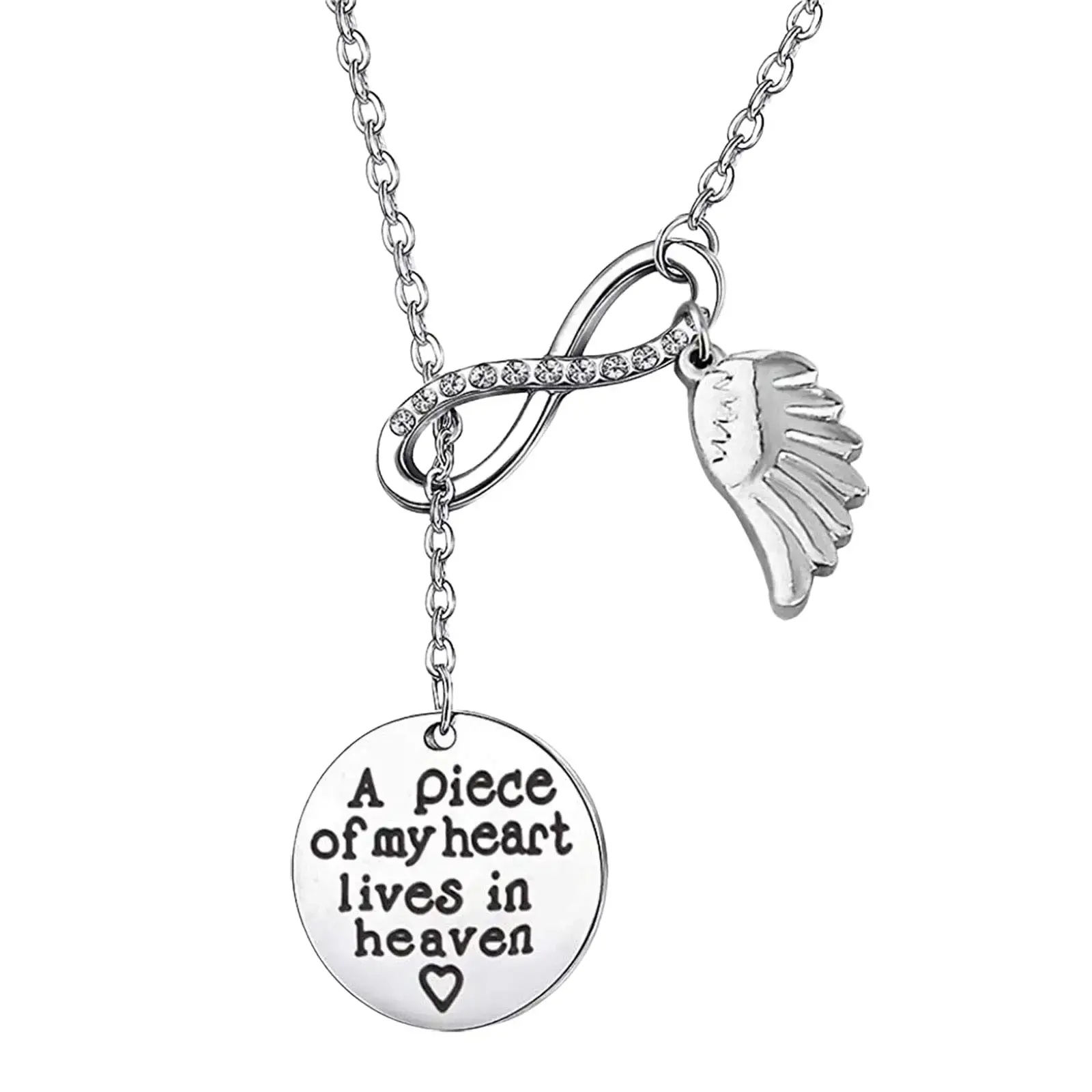 Zuo Bao Memorial Jewelry Sympathy Gift A Piece of My Heart Lives In Heaven Lariat Y Necklace Loss Jewelry Gift