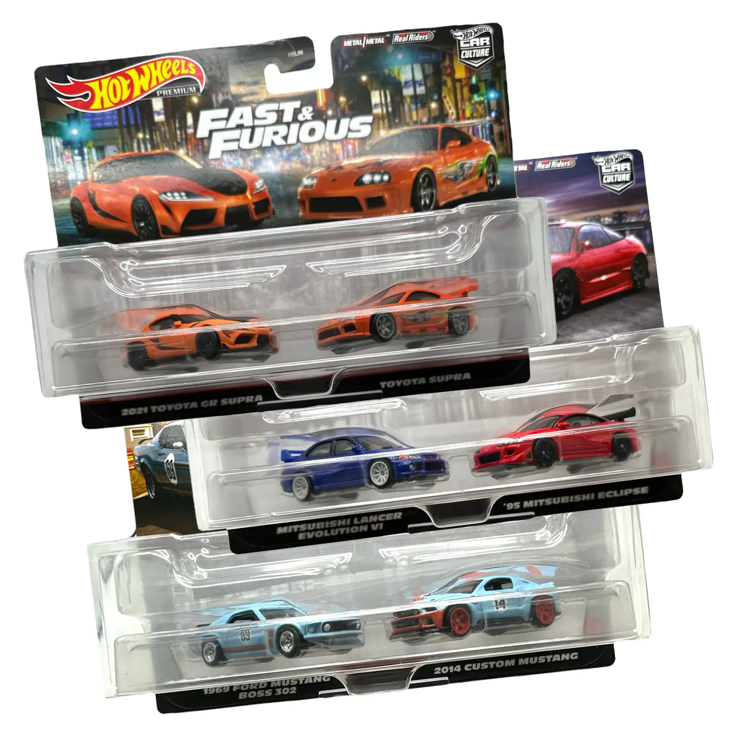 Hot Wheels Premium 1:64 Scale Diecast Car Culture 2-Pack - JDM Imports, American Muscle, Vintage Vehicles, Real Riders Tires, Metal Body, Metal Chassis, Collectible Die-Cast Model Toy Car, Die-Cast Model Cars