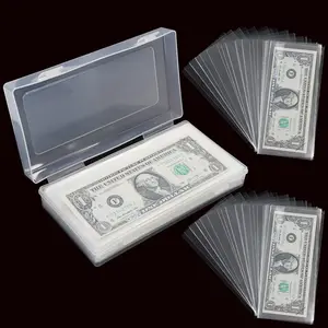 200-Piece Plastic Currency Sleeves with Storage Case, Dollar Bill Protectors for Collectors, Trading Card Toploaders and Trade Card Box
