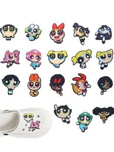 18 Pcs Cartoon Small policewoman PVC Footwear Accessories, DIY Removable Fashion Shoe Decorations, Cute Style for All Seasons