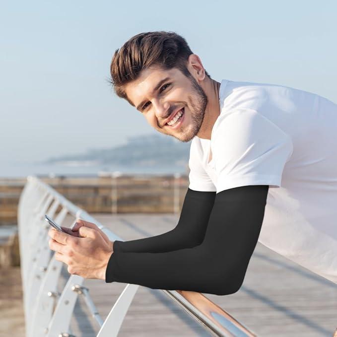 [Best Gifts in 2025] Arm Sleeves for Men and Women – Breathable, Moisture Arm Sleeves Designed for Both Men and Women - A Pair / 2 Pair（Black）