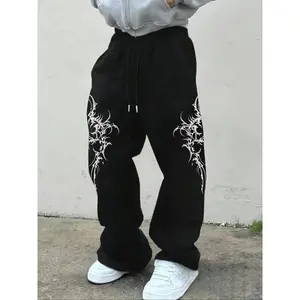 Trendy Street Style Drawstring Sweatpants, Casual Fashion Loose Fit Comfortable Daily Wear, Versatile All-Occasion Printed Pants