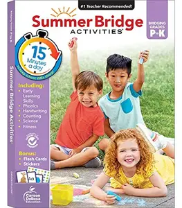 Summer Bridge Activities Preschool to Kindergarten Workbooks, PreK & K Toddler Activity Book with Phonics, Math, Science, Handwriting Practice, Early Learning Skills, and Flash Cards (Volume 1)