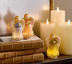 Set of 3 Illuminated Mercury Glass Angels by Valerie