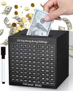 Money Saving Box, Unbreakable Piggy Bank for Adults Save $5,050 Metal Savings Box, 100 Day Money Saving Challenge Stainless Steel Box Must Break to Open 4.72 Inch