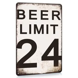 Beer Limit 24 Metal Sign Bar Sign Metal Tin Plate Garage Sign Art Wall Decor For Man Cave Bar Pub Metal Posters Decor Accessories Retro Tin Plate