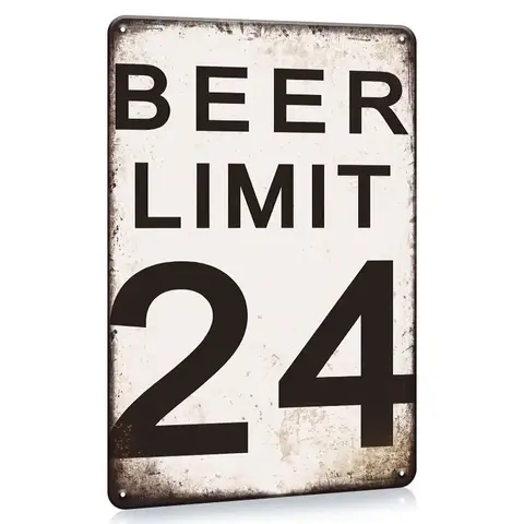 Retro Metal Beer Tin Sign - 24-Limit Steel Hanging Decorative Sign with Nail, Character-Based Metal/Iron Feels Solid Plaque, Vintage Home Supplies Wall Decor Gift for Beer Lovers' Man Cave