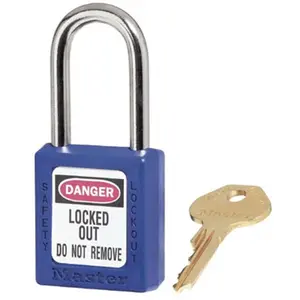 Master Lock  6 Pin Blue Safety Lock-Out Padlock Keyed Different- 6 Pin Blue Safety Lock-Out Padlock Keyed Different -Box Of 6 Ea- No. 410 Safety Lockout Padlocks