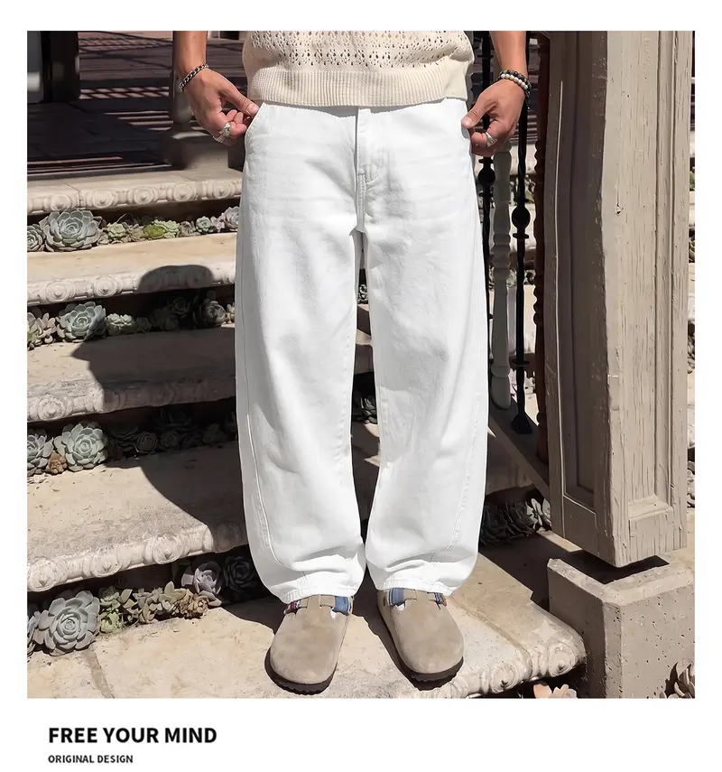 2-pack men’s long pants, men’s jeans, men’s cotton-blend jeans, loose straight wide-leg jeans.Retro washed design, available in multiple colors, suitable for everyday casual wear, school commuting, short trips, and holiday gatherings—ideal for a variety