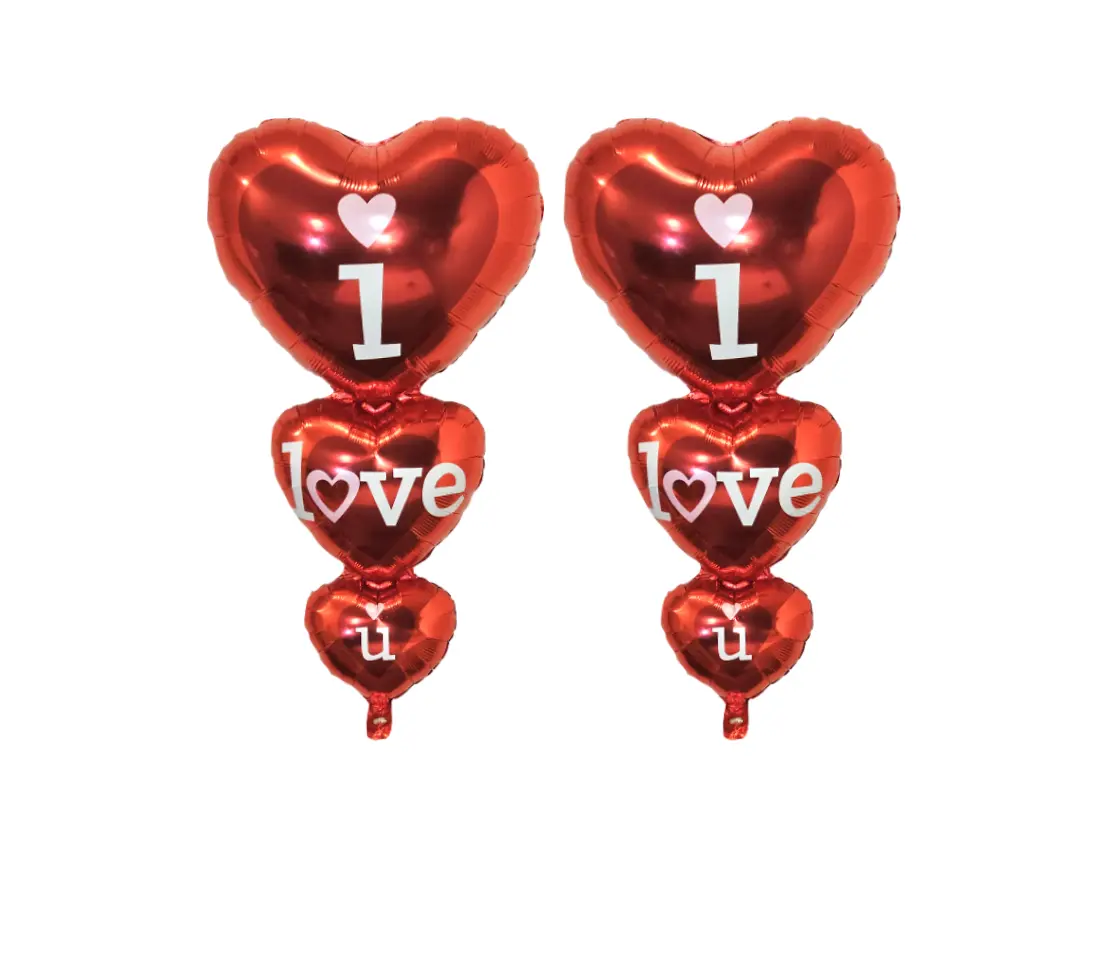 Apintop 'I Love You' Heart-Shaped Foil Balloons (2-Pack) - Romantic Decorations, Suitable for Air or Helium