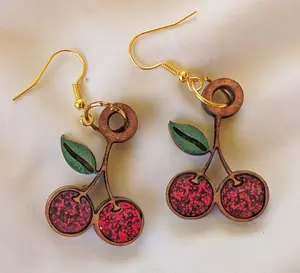 Cherry Bomb Wood and Acrylic Earing's