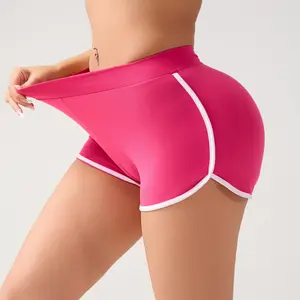 Minimalist  Hem Mini  - Clean Girl Aesthetic Pilates Princess Activewear - High Waisted Scrunch Booty Yoga Bottoms - Everyday Basic Track Bun Sportswear for Gym to Street dolphin cheeky shorts