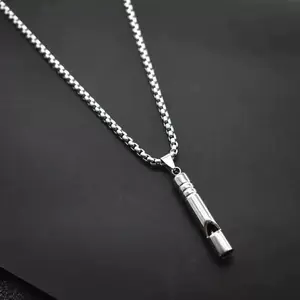 Whistle Pendant Necklace, Functional Stainless Steel Chain ,Adjustable Pressure Breathing Jewelry , Hip Hop Unisex Accessory, Trendy  Viral Gift