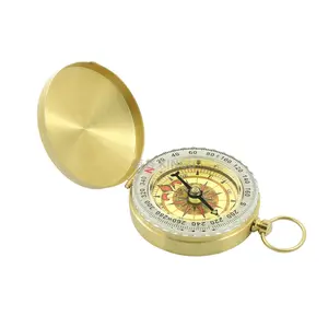 Brass Compass, Portable Compass with Night Vision, Outdoor Military Navigation Tool, Compass for Camping, Hiking, Hunting