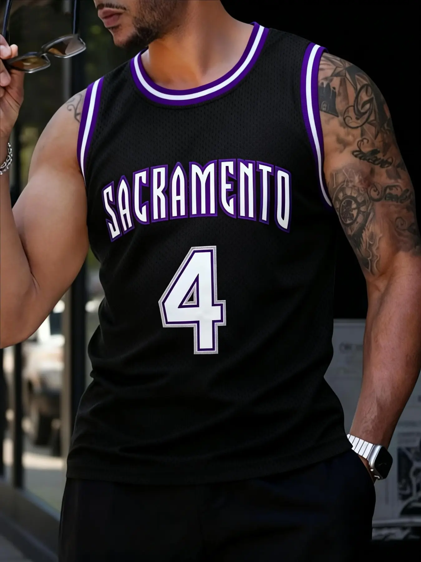 High Quality Men's #4 Stitched Basketball Jersey, Loose Fit Breathable Mesh Fabric, Unisex Outdoor Activity Training Wear, All Seasons