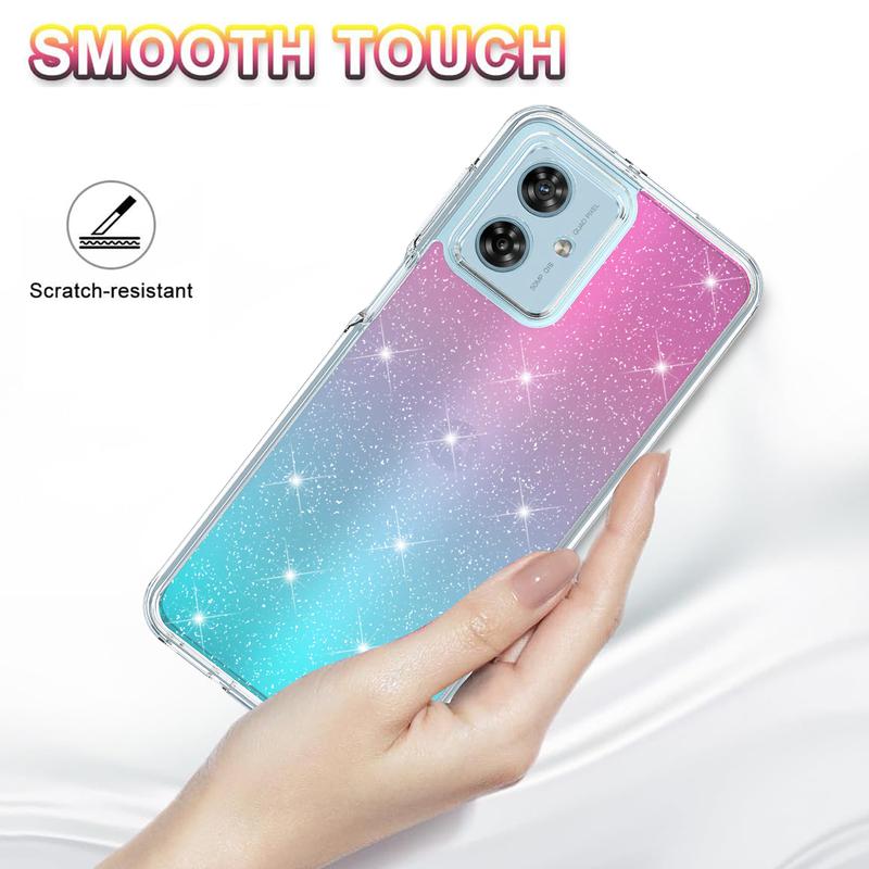 Luxury Hybrid Bling Glitter Sparkle Colorful Gradient Transparent Fashion Cute Skin Cover Case Compatible With TCL 40 XE 5G - Durable Phone Accessories