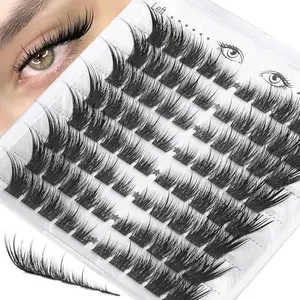 Zegaine Cat Eye Lash Clusters LC Curly Pre-Mapped Fox Eye Eyelash Clusters | Wispy Cluster Eyelash Extensions With Spikes Cat Eye Lashes Clusters 6-20MM Long Foxtail Lashes Anime Individual Lashes