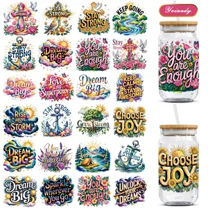 24PCS/SET Biblical Text DIY UV Transfer Paper Set - Waterproof Vinyl Transfer Paper For Cups, Bottles, Laptops, Vinyl Stickers