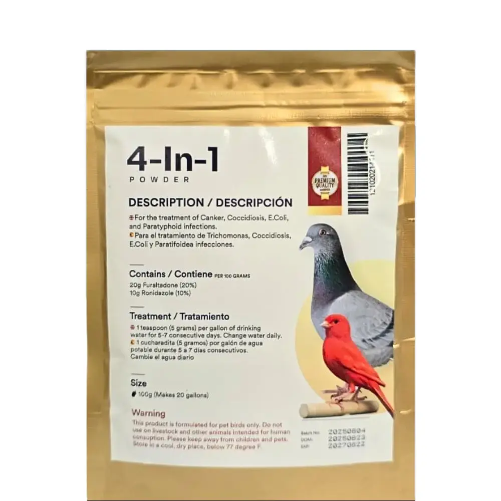 4-In-1 Bird Healthcare Supplement - Bird Supplies with Balanced Nutrition, Combines 4 Essential Ingredients, Supports Pigeon Overall Condition & Well-Being, 100g Package
