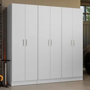 Madesa Garage Storage Cabinet Set 6 Doors 12 Utility Shelves 70" L Wooden Organization Unit for Garage and Tools 9 Adjustable Shelves Anti Tipping (White)