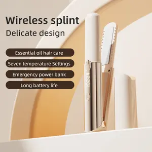 Wireless Portable Mini Straightening Comb, Five Colors, Constant Temperature Anti-Burn LED Display, USB Charging, Seven Temperature Settings