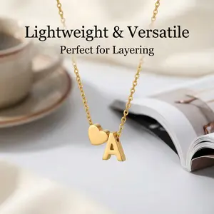 Simple Light Luxury Women's English Letter & Heart Combination Necklace