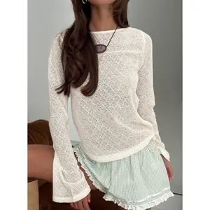 Tuppence Textured Long Sleeve Top Cream