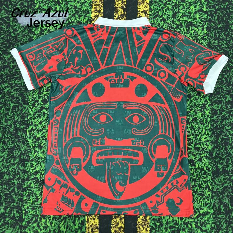 1998 France World Cup Mexico National Team Black White Green Red Short Sleeve Soccer Jersey