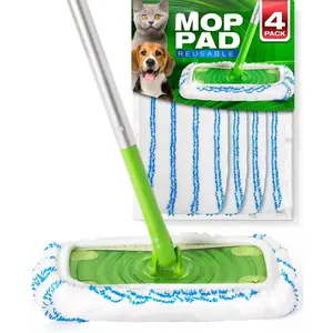 Microfiber  Mop Pads Compatible with  Sweeper (4-Pack) Washable Mop Pads for Wet & Dry Use (Handle is Not Included)