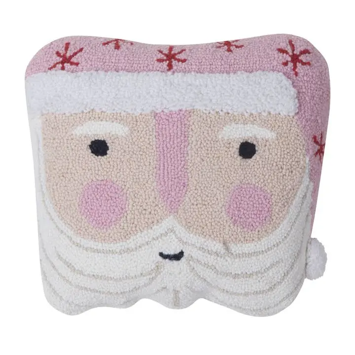 Peking Handicraft 31AV224C16OB 14 x 16 in. Pink Hat Santa Shaped Blown in Filler Hook Pillow, Multi Color