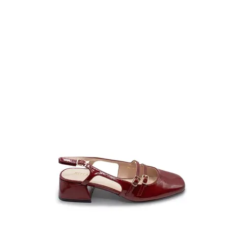 Natalie Slingback Ballet Flat- Leather Burgundy Classy Sandal Elegant Minimalist Sandals