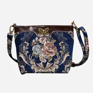 Floral Blue Butterfly Crossbody Bag