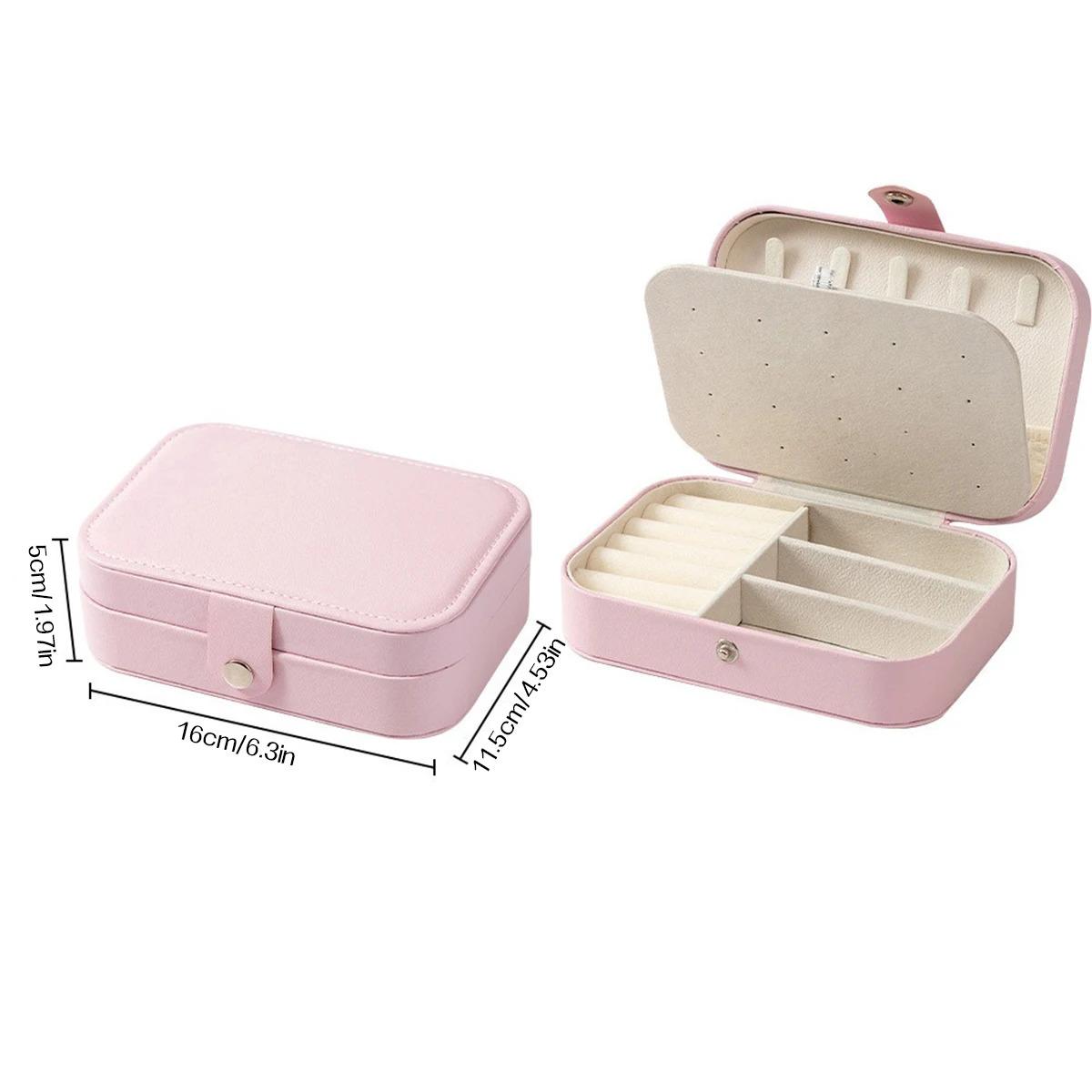 Portable Multi-Compartment Jewelry Box with Velvet Lining - Travel-Friendly Pink Jewelry Organizer for Accessories