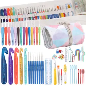 118 PCS Complete Crochet Kit with Ergonomic Hooks & Floral Storage Bag, Professional Crochet Hook Set for Beginners & Adults, Ideal DIY Craft Gift for Women & Hobbyists