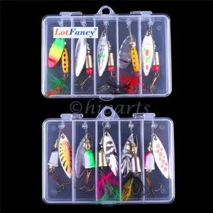 10pcs Fishing Lures Spinnerbaits Bass Trout Salmon Hard Metal Spinner baits Box 6958104828706