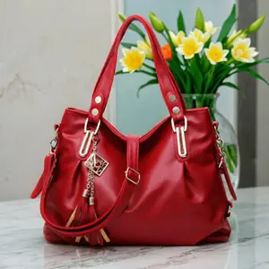 PU Elegant Large Capacity Women's Tote Bag, Soft Shoulder Bag, Crossbody Bag with Tassel Decoration, Multi Pocket Design
