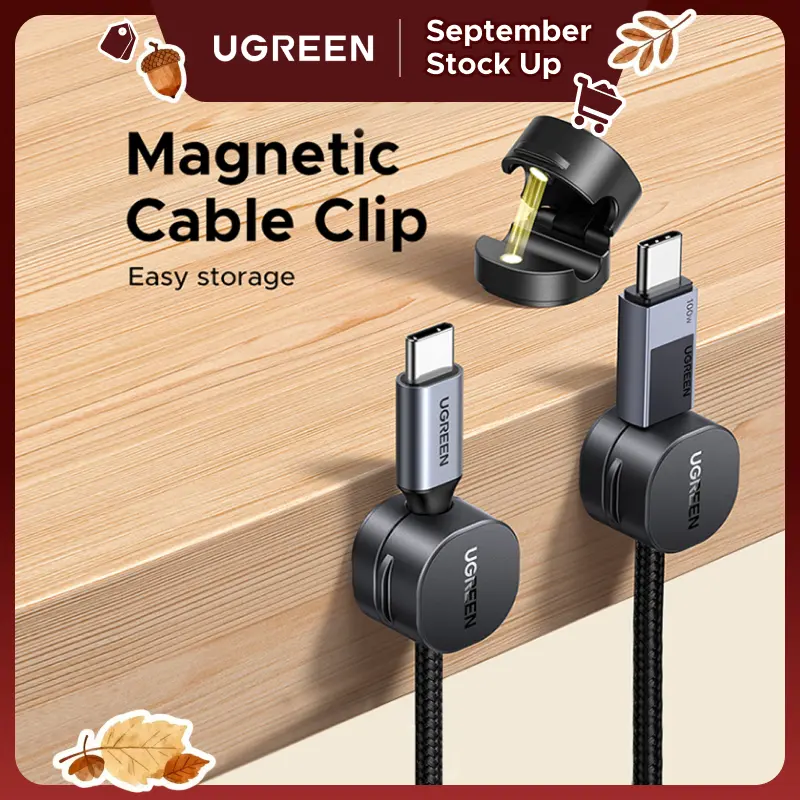 UGREEN 3 Pack Magnetic Cable Clips,Cord Holder, Under Desk Cable Management, Adhesive Wire Holder Cord Organizer for Home Office Desk Phone Car Wall Desktop Nightstand Work Accessories,September Restock,tiktokshopstockup