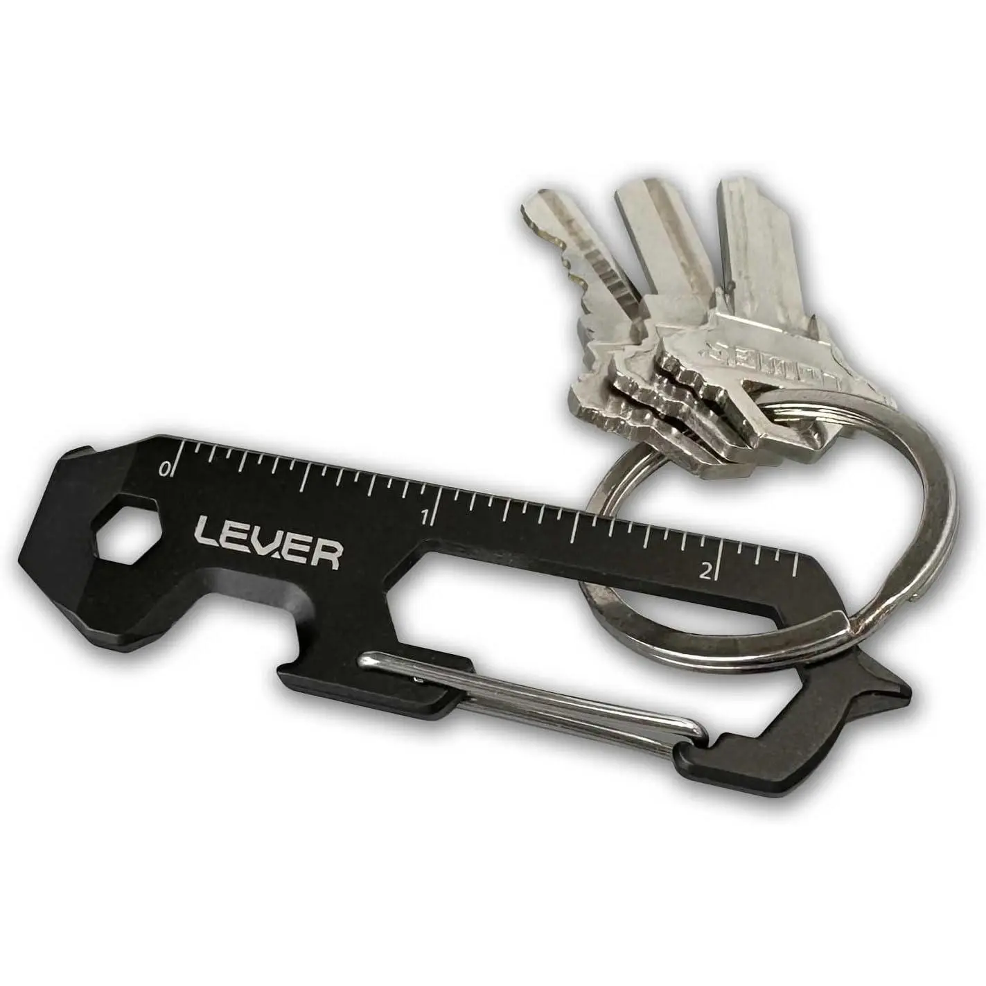 CLiP KT Stainless Steel Multitool Keychain - TSA-Approved Everyday Carry Carabiner with Bottle Opener, Mini Prybar, Screwdriver, Firm Grip, Laser Etch, Slim Lightweight Design - Men’s Tool Gift
