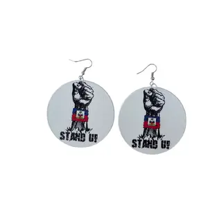 Stand up Haiti flag earrings woman boutikay