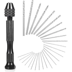 26 PCS Micro Drill Bit Set, Pin Vise Hand Drill Manual Jewelry w/Micro Drill Bits (0.5mm-2.5mm), Rotary Craft Drill for Jewelry Making, Resin, Wood, Plastic, Miniature, Beads, Clay