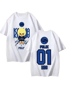 The 2026 KPOP SKZ Concerto Combines The Deep Impression Between The United States and The United States. The Fashionable T-shirt Is Suitable for Daily Wear, Comfortable and Soft Fabric, Short Sleeved Loose Casual T-shirt, Hip-hop Rock Style, New Versatile
